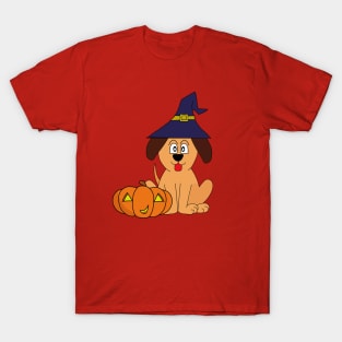 Dog Witch Pumpkin Halloween T-Shirt